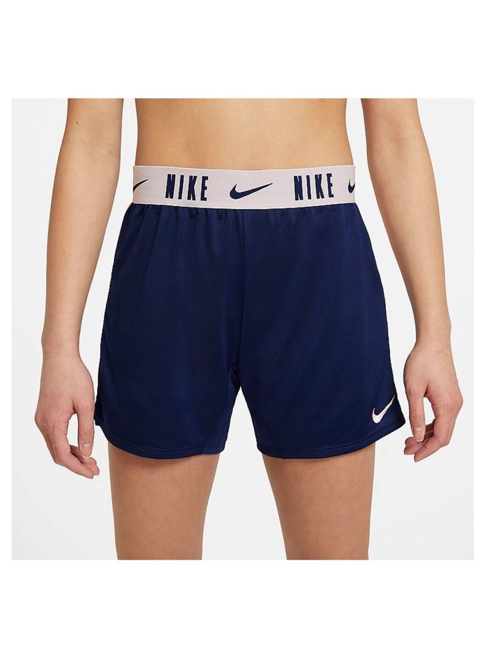 Nike Girls Dri-Fit Trophy Navy Pink Shorts Pale Pink Branded Waistband Large